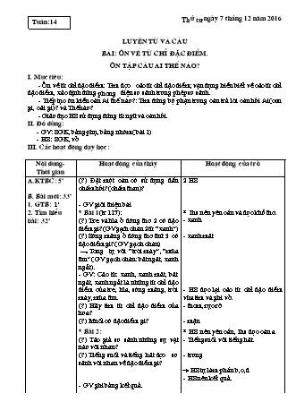 Giáo án Luyện từ và câu, Tập viết, Tập làm văn 3 - Tuần 14, 15