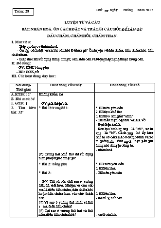 Giáo án Luyện từ và câu, Tập viết, Tập làm văn 3 - Tuần 28, 29