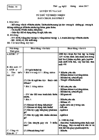 Giáo án Luyện từ và câu, Tập viết, Tập làm văn 3 - Tuần 34