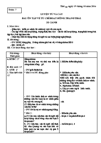 Giáo án Luyện từ và câu, Tập viết, Tập làm văn 3 - Tuần 7, 8