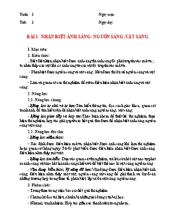 Giáo án môn Vật lí Lớp 7 - Chương trình học cả năm