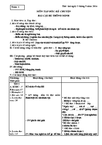 Giáo án Tập đọc 3 - Tuần 1, 2