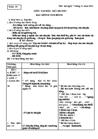 Giáo án Tập đọc 3 - Tuần 10