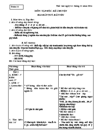 Giáo án Tập đọc 3 - Tuần 11