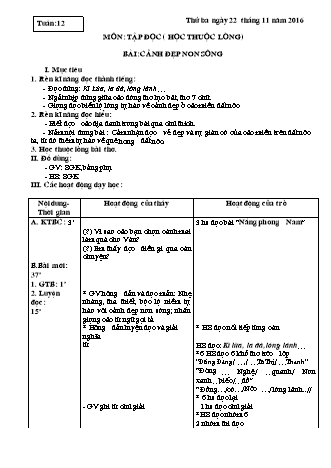 Giáo án Tập đọc 3 - Tuần 12, 13