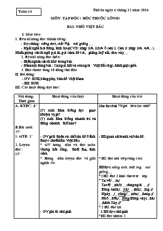 Giáo án Tập đọc 3 - Tuần 14, 15