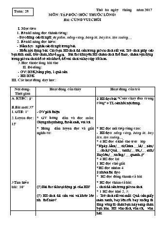 Giáo án Tập đọc 3 - Tuần 28, 29