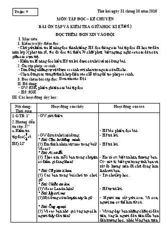 Giáo án Tập đọc 3 - Tuần 9