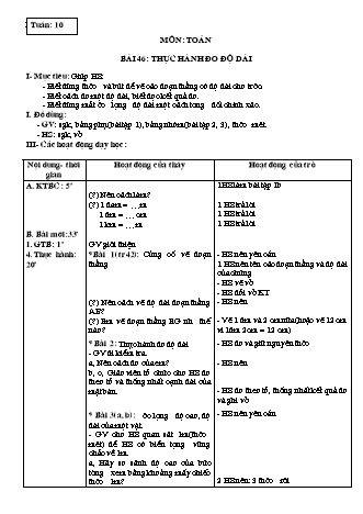 Giáo án Toán học Lớp 3 - Tuần 10