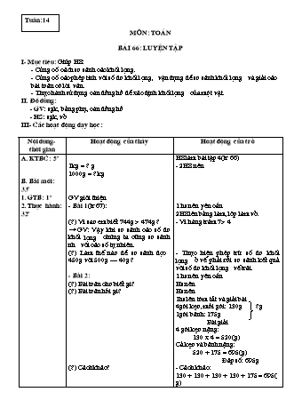 Giáo án Toán học Lớp 3 - Tuần 14