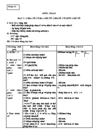 Giáo án Toán học Lớp 3 - Tuần 15