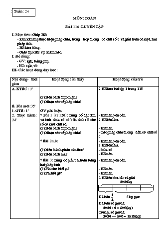 Giáo án Toán học Lớp 3 - Tuần 24