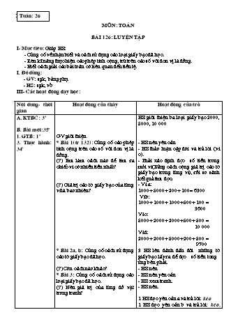 Giáo án Toán học Lớp 3 - Tuần 26