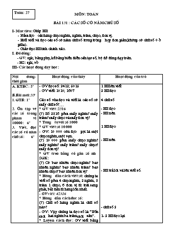 Giáo án Toán học Lớp 3 - Tuần 27