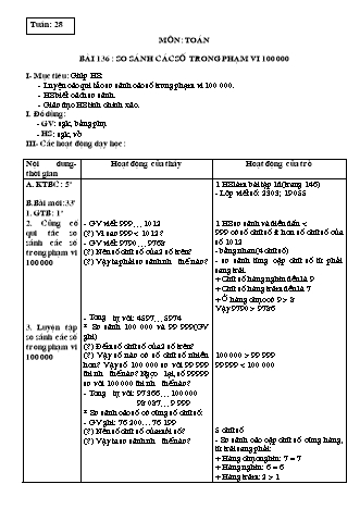 Giáo án Toán học Lớp 3 - Tuần 28