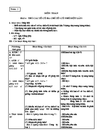 Giáo án Toán học Lớp 3 - Tuần 2