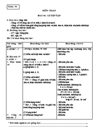 Giáo án Toán học Lớp 3 - Tuần 30