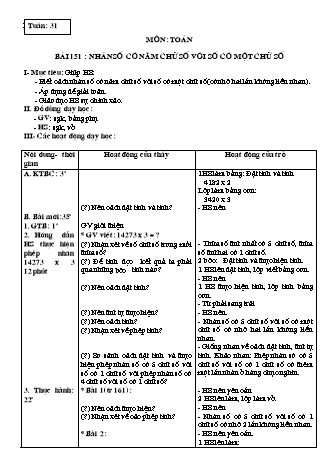 Giáo án Toán học Lớp 3 - Tuần 31