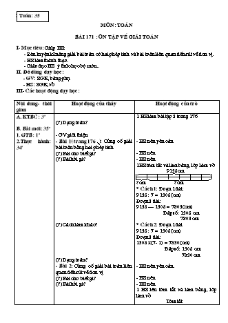 Giáo án Toán học Lớp 3 - Tuần 35