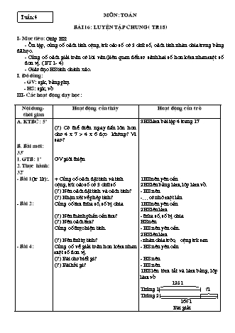 Giáo án Toán học Lớp 3 - Tuần 4