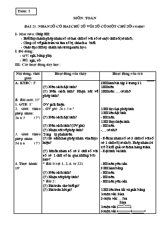 Giáo án Toán học Lớp 3 - Tuần 5