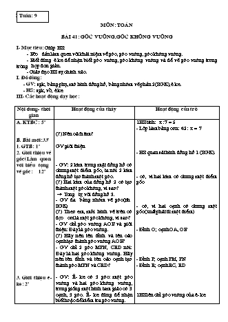 Giáo án Toán học Lớp 3 - Tuần 9