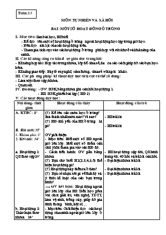 Giáo án Tự nhiên và Xã hội 3 - Tuần 13, 14