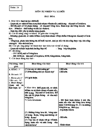 Giáo án Tự nhiên và Xã hội 3 - Tuần 24, 25, 26