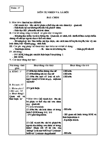 Giáo án Tự nhiên và Xã hội 3 - Tuần 27, 28, 29