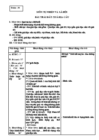 Giáo án Tự nhiên và Xã hội 3 - Tuần 30 đến tuần 33