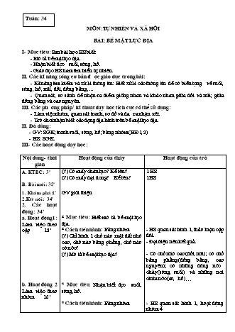 Giáo án Tự nhiên và Xã hội 3 - Tuần 34, 35