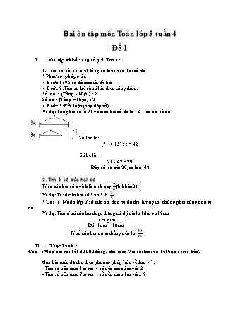 4 Đề ôn tập môn Toán Lớp 5 - Tuần 4 - Năm học 2021-2022 - Trường Tiểu học Tân Long A (Có đáp án)