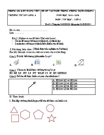 6 Đề ôn tập nghỉ phòng chống dịch Corona môn Tin học Lớp 5 - Năm học 2019-2020 - Trường Tiểu học Tân Long A