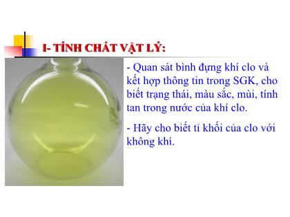 Bài giảng Hóa học Lớp 8 - Bài 26: Clo (Tiết 1)
