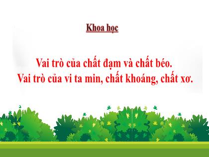 Bài giảng Khoa học Lớp 4 - Bài 5: Vai trò của chất đạm và chất béo - Trường Tiểu học Tân Long Hội A