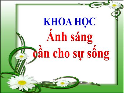 Bài giảng Khoa học Lớp 4 - Tuần 24 - Bài 47: Ánh sáng cần cho sự sống - Trường Tiểu học Tân Long Hội A