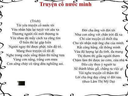 Bài giảng Tiếng Việt Lớp 4 - Tuần 2 - Tập đọc: Truyện cổ nước mình - Trường Tiểu học Tân Long Hội A