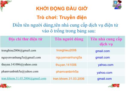 Bài giảng Tin học Lớp 5 - Tiết 9: Thư điện tử (Tiếp theo) - Năm học 2021-2022 - Trường Tiểu học Tân Long Hội A