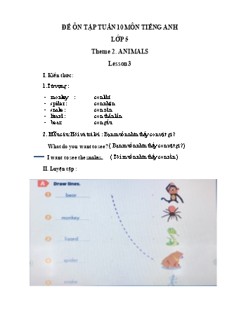 Bài ôn tập môn Tiếng Anh Lớp 5 - Tuần 10 - Theme 2: Animals. Lesson 3 - Năm học 2021-2022 - Trường Tiểu học Tân Long A