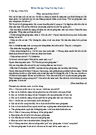 Bài tập ôn tập môn Tiếng Việt Lớp 4 - Tuần 1 - Trường Tiểu học Tân Long A