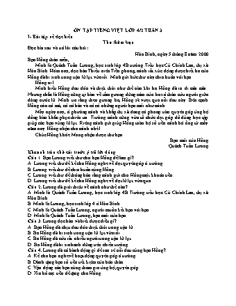 Bài tập ôn tập môn Tiếng Việt Lớp 4 - Tuần 3 - Trường Tiểu học Tân Long Hội A (Có đáp án)