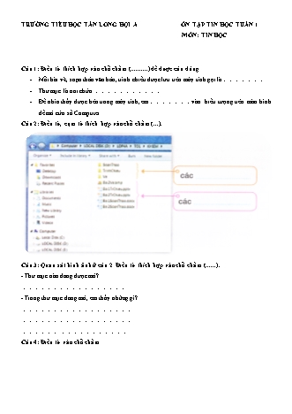 Bài tập ôn tập Tin học Lớp 5 - Bài 1: Khám phá computer - Trường Tiểu học Tân Long Hội A