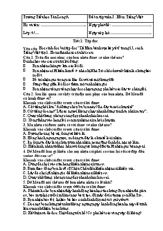 Đề cương ôn tập môn Tiếng Việt Lớp 4 - Tuần 2 - Năm học 2021-2022 - Trường Tiểu học Tân Long A