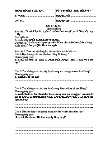 Đề cương ôn tập môn Tiếng Việt Lớp 4 - Tuần 4 - Năm học 2021-2022 - Trường Tiểu học Tân Long A