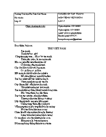 Đề ôn tập Lần 7+8 môn Tiếng Việt Lớp 4 - Tuần 4 - Năm học 2021-2022 - Trường Tiểu học Thị Trấn Cái Nhum (Có đáp án)