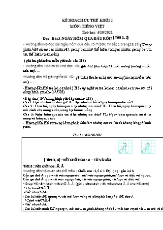 Đề ôn tập môn Tiếng Việt Lớp 2 (Sách Chân trời sáng tạo) - Tuần 2 - Bài 2+3: Thời gian biểu - Ngày hôm qua đâu rồi? - Năm học 2021-2022 - Trường Tiểu học Tân Long Hội A