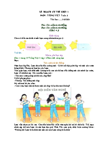 Đề ôn tập môn Tiếng Việt Lớp 2 (Sách Chân trời sáng tạo) - Tuần 3 - Bài: Tóc xoăn và tóc thẳng - Làm việc thật là vui - Năm học 2021-2022 - Trường Tiểu học Tân Long Hội A