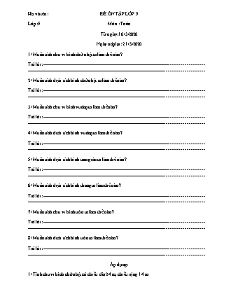 Đề ôn tập môn Toán + Tiếng Việt Lớp 5 - Năm học 2019-2020 - Trường Tiểu học Tân Long A (Có đáp án)