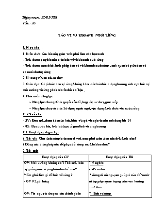 Giáo án Công nghệ Lớp 7 - Tiết 26+27: Bảo vệ và khoanh nuôi rừng - Vai trò và nhiệm vụ phát triển chăn nuôi - Năm học 2020-2021 - Phan Thanh Toàn
