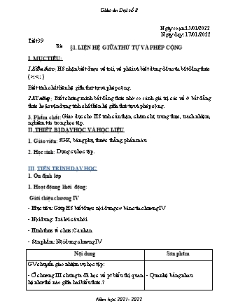 Giáo án Đại số Lớp 8 - Tiết 39+40 - Năm học 2021-2022 - Hồ Huy Mạn